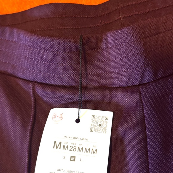 Zara burgundy zippered wide leg track pants NWT - Picture 5 of 12